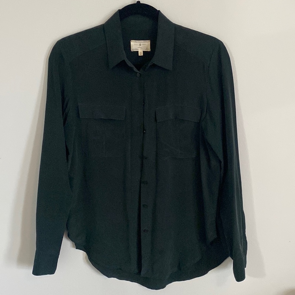 Silk button down shirt with cargo pockets